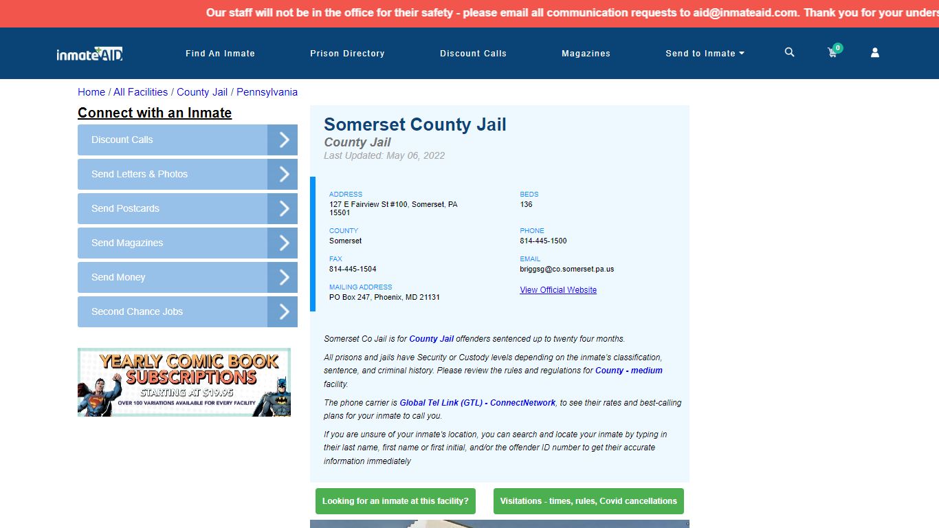 Somerset County Jail - Inmate Locator - Somerset, PA